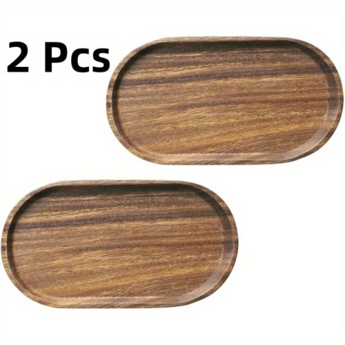 2 Pcs LDQ Elegant Wood Service Tray - Japanese Style, Space Saving Design for Food and Beverage Service - Perfect for Home Decor and Kitchen Accessories