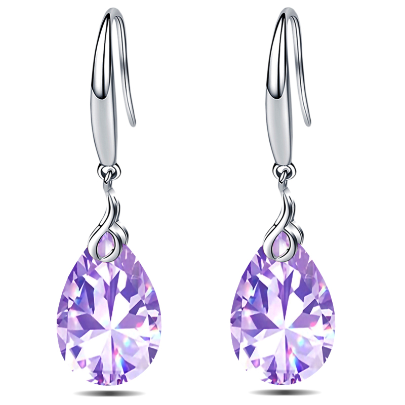 925 Sterling Silver 9x13mm Pear Shape Cubic Zirconia Drop Earrings for Women