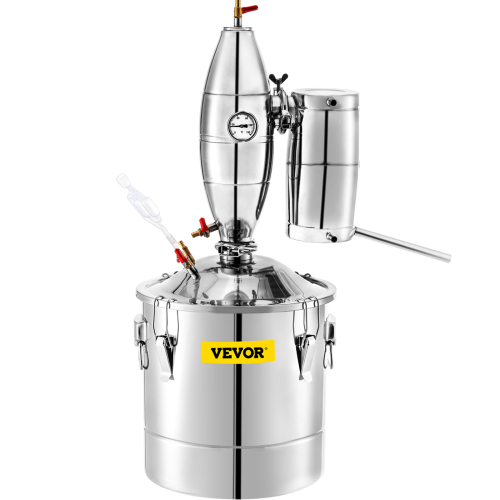 VEVOR 70L 18.5Gal Water Alcohol Distiller 304 Stainless Steel Alcohol Still Wine Making Boiler Home Kit with Thermometer for Whiskey Brandy Essential, Sliver