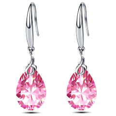 925 Sterling Silver 9x13mm Pear Shape Cubic Zirconia Drop Earrings for Women