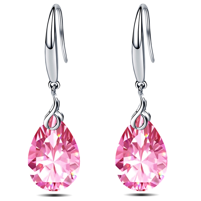 925 Sterling Silver 9x13mm Pear Shape Cubic Zirconia Drop Earrings for Women