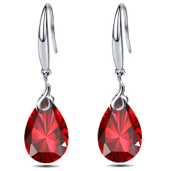 925 Sterling Silver 9x13mm Pear Shape Cubic Zirconia Drop Earrings for Women
