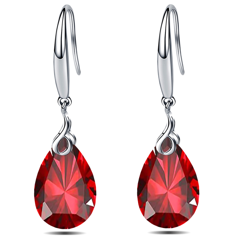 925 Sterling Silver 9x13mm Pear Shape Cubic Zirconia Drop Earrings for Women