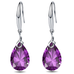 925 Sterling Silver 9x13mm Pear Shape Cubic Zirconia Drop Earrings for Women