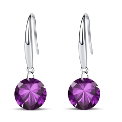 "Emma Manor 14k White Gold Plated 8.5mm Round Cut Pure Brilliance 5A Cubic Zirconia Drop Earrings "