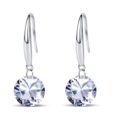 "Emma Manor 14k White Gold Plated 8.5mm Round Cut Pure Brilliance 5A Cubic Zirconia Drop Earrings "