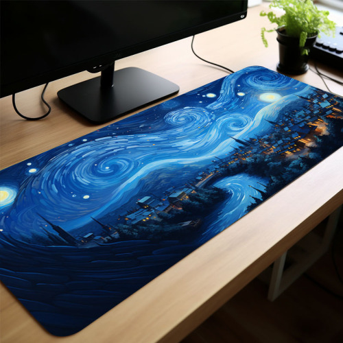 2pc-Night-Starry-Sky-Space-Galaxy-gaming-mousepad-XL-35.4x15.7in-Soft-Rubber