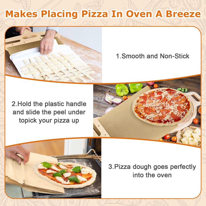 Magic Sliding Pizza Peel Shovel with Handle Non-stick Easy Transfer for Pizza Dough for Grill and Ovens