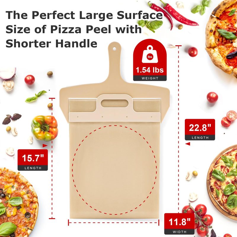 Magic Sliding Pizza Peel Shovel with Handle Non-stick Easy Transfer for Pizza Dough for Grill and Ovens
