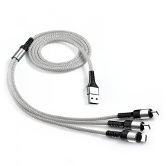 3-in-1 Nylon Strong Charge USB Cable 2.4A [3 FT], No Data Transfer, only Charging