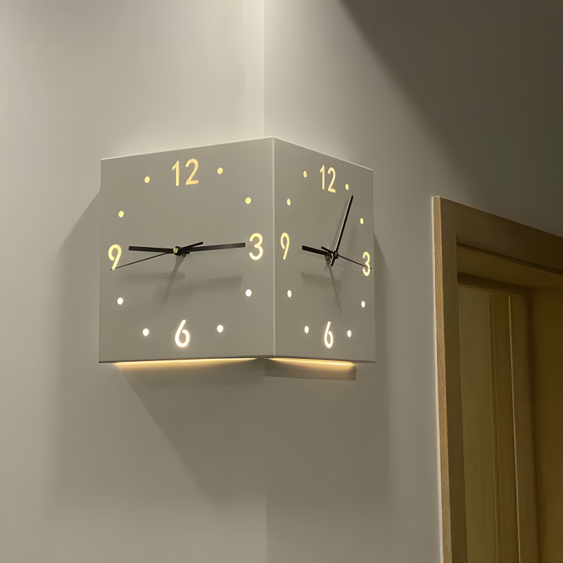 EP LIGHT Motion Sensor Backlit Corner Clock Wall Clock Iron Metal Clock Creative Gifts Wall decorations