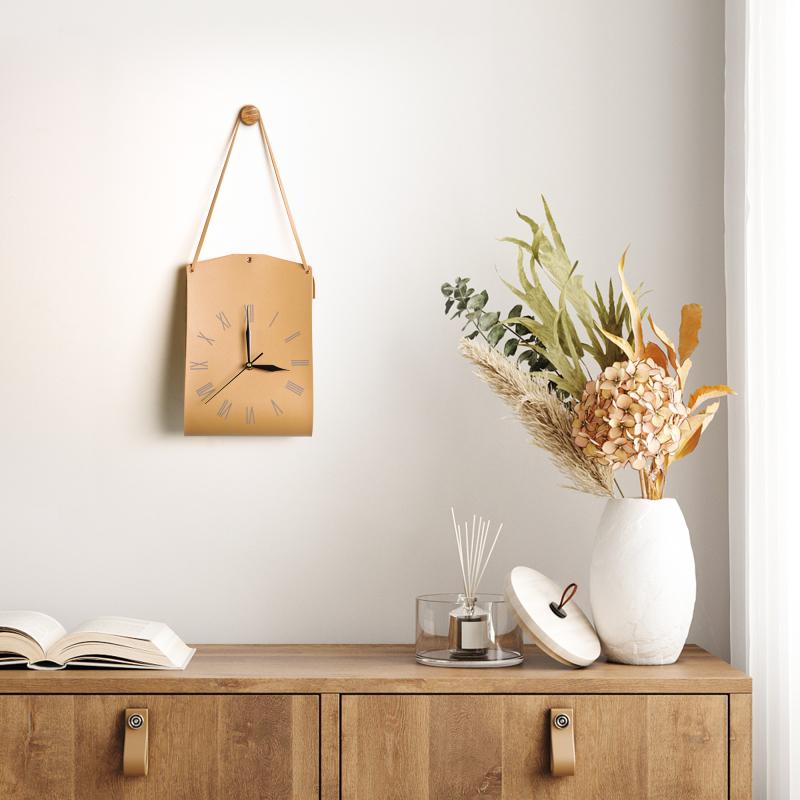 Leather Wall Clock, Decorative Quartz Wall Clock