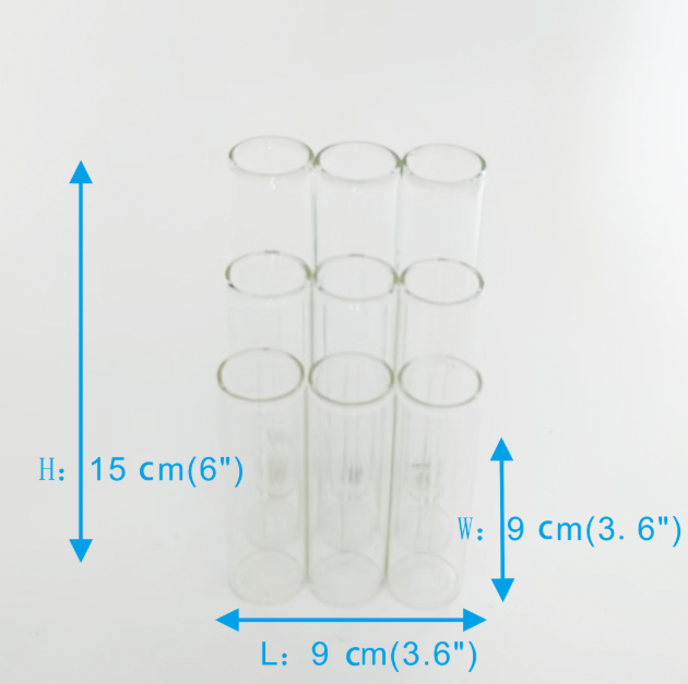 A set of 9 stepped connected tube vases