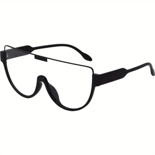 2D Flat - Fashionable Large-Size Flat-Top Trendy Glasses for Men and Women - Black Frame with Oversized Integrated Lenses, Durable & Lightweight Design, Modern Protective Eyewear, Suitable for Casual Wear, Activities, Eyeglasses, Versatile Glasses, Stylis