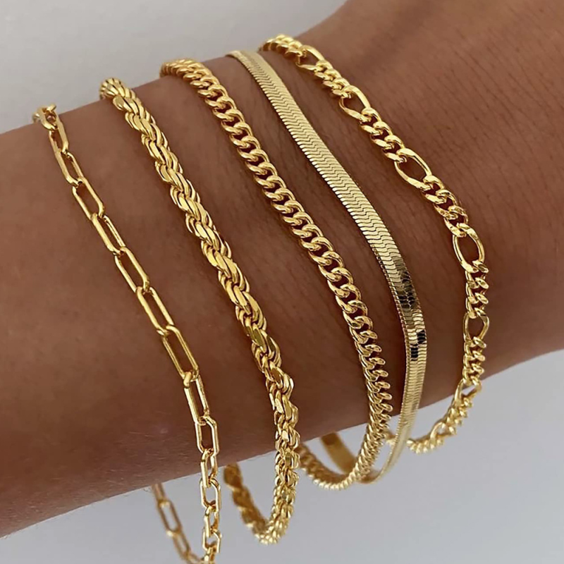 5pcs Cuban-Style Bracelet Jewellery Set