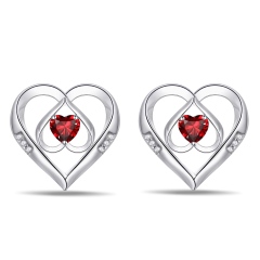 Emma Manor 925 Silver 5A Cubic Zirconia Triple Heart Stud Earring for Women
