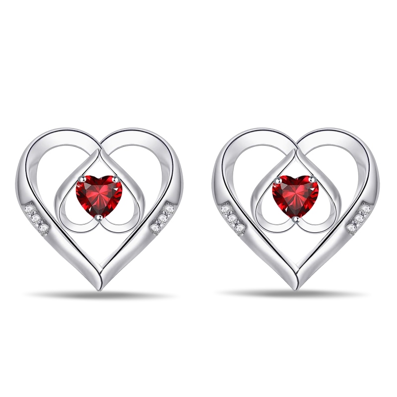 Emma Manor 925 Silver 5A Cubic Zirconia Triple Heart Stud Earring for Women