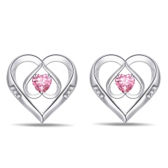 Emma Manor 925 Silver 5A Cubic Zirconia Triple Heart Stud Earring for Women