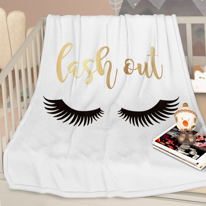 Long Eyelashes Printed Throw Blanket Plush Fluffy Flannel Fleece Blanket Soft Throws for Sofa Couch and Bed