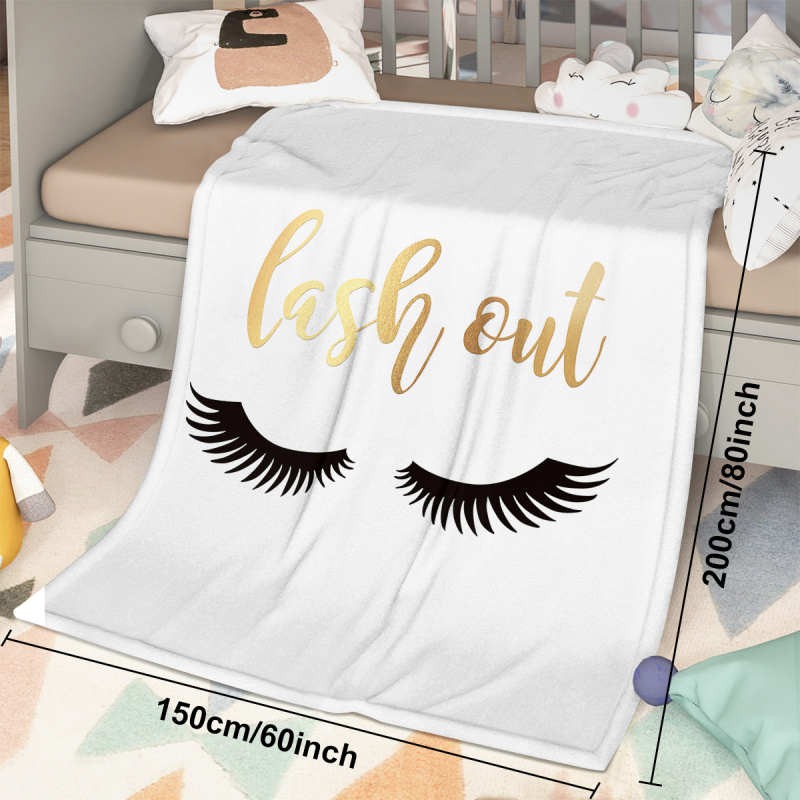 Long Eyelashes Printed Throw Blanket Plush Fluffy Flannel Fleece Blanket Soft Throws for Sofa Couch and Bed