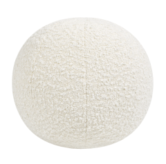 Luna 12" Round Sphere Accent Ball Throw Pillow, Ivory White Boucle