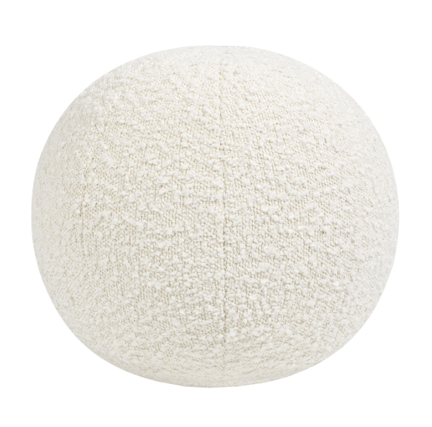 Luna 12" Round Sphere Accent Ball Throw Pillow, Ivory White Boucle