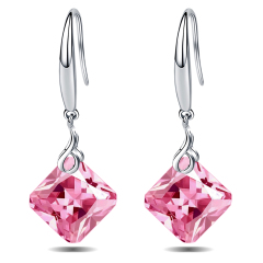 "Emma Manor 925 Sterling Silver Square Shape Cubic Zirconia Dangle Earring for Women "
