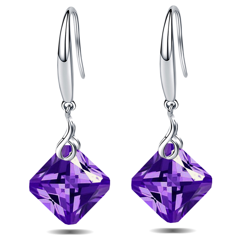 "Emma Manor 925 Sterling Silver Square Shape Cubic Zirconia Dangle Earring for Women "