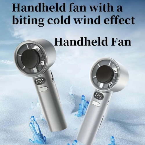 USB charging handheld fan with digital display - silent and powerful mini fan, 3000mAh battery, portable camping small fan, personal portable outdoor mini hand cranked fan