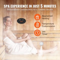 VEVOR 12KW Steam Shower Generator, Segmented Heating &amp; Temperature Customization &amp; 24h Timer Steam Kit, Automatic Drainage Home Steam Shower System