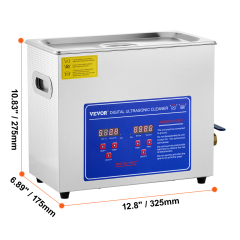 VEVOR Commercial Ultrasonic Cleaner 6L Professional Ultrasonic Cleaner 40kHz with Digital Timer&amp;Heater 110V Excellent Cleaning Machine for Watch Instruments Industrial Parts Excellent Cleaner Solution