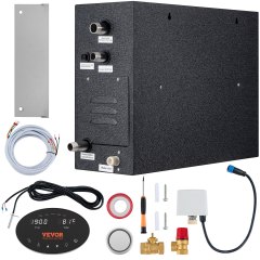 VEVOR 12KW Steam Shower Generator, Segmented Heating &amp; Temperature Customization &amp; 24h Timer Steam Kit, Automatic Drainage Home Steam Shower System