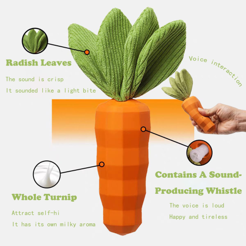 Dog Squeaky Chew Toys for Aggressive Chewers, Rubber Carrot Dog Toys for Training and Cleaning, Durable Interactive Tough Dog Toy for Puppy Medium Dogs