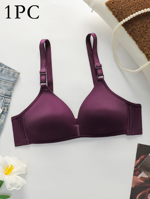 1/2/3PCS Women's Casual Comfy Fabric Plain Padded Bra Lady's Comfortable Wireless Soft Cup Solid Underwear Bra