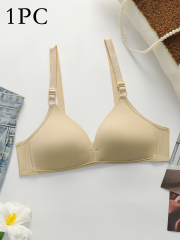 1/2/3PCS Women's Casual Comfy Fabric Plain Padded Bra Lady's Comfortable Wireless Soft Cup Solid Underwear Bra