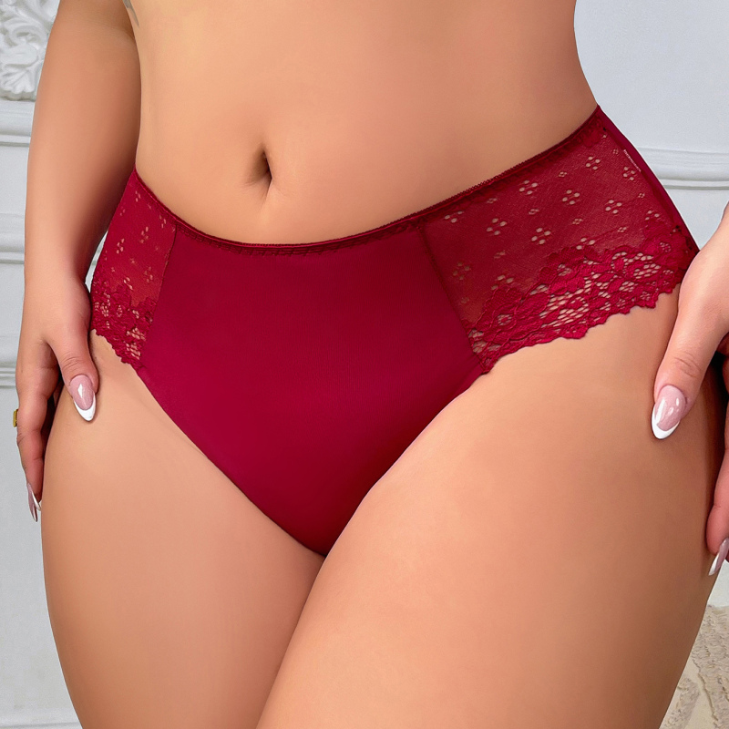 Viomisha 4-piece set of women's oversized ice silk panties, skin friendly and breathable lace wrapped around the hips, mid low waist triangle pants # Z2400