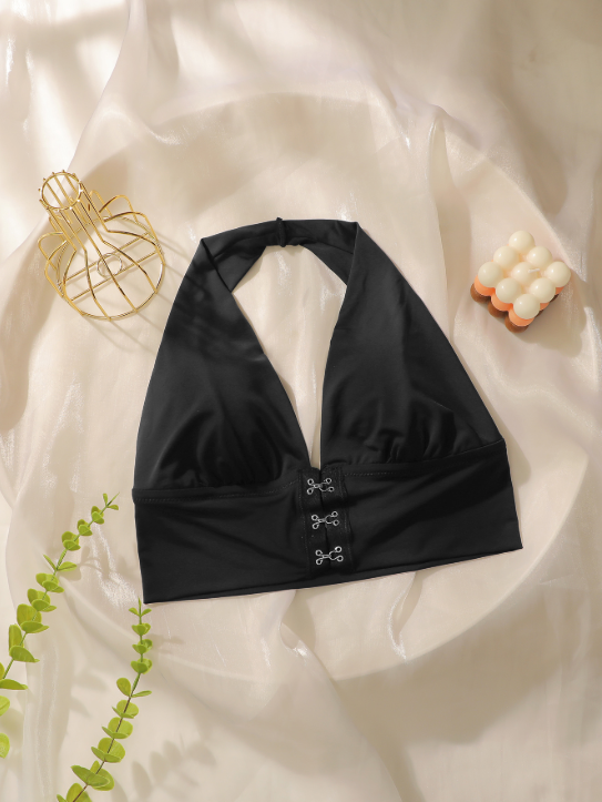 Women's Deep V Neck Front Button Halter Bra Sexy Strapless Backless Breathable Bra