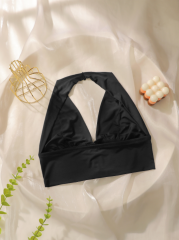 Women's Deep V Neck Front Button Halter Bra Sexy Strapless Backless Breathable Bra
