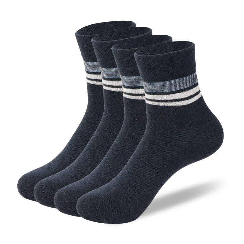 Horizontal stripes trendy black socks solid color sports breathable socks(Twelve pairs)