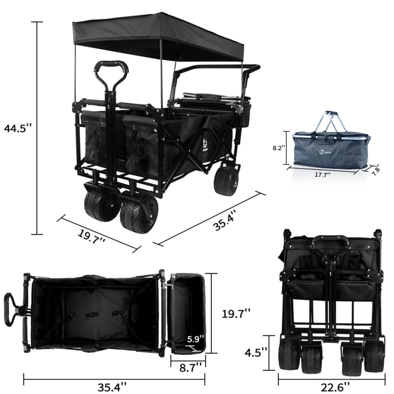 Collapsible Wagon Heavy Duty Folding Wagon Cart black