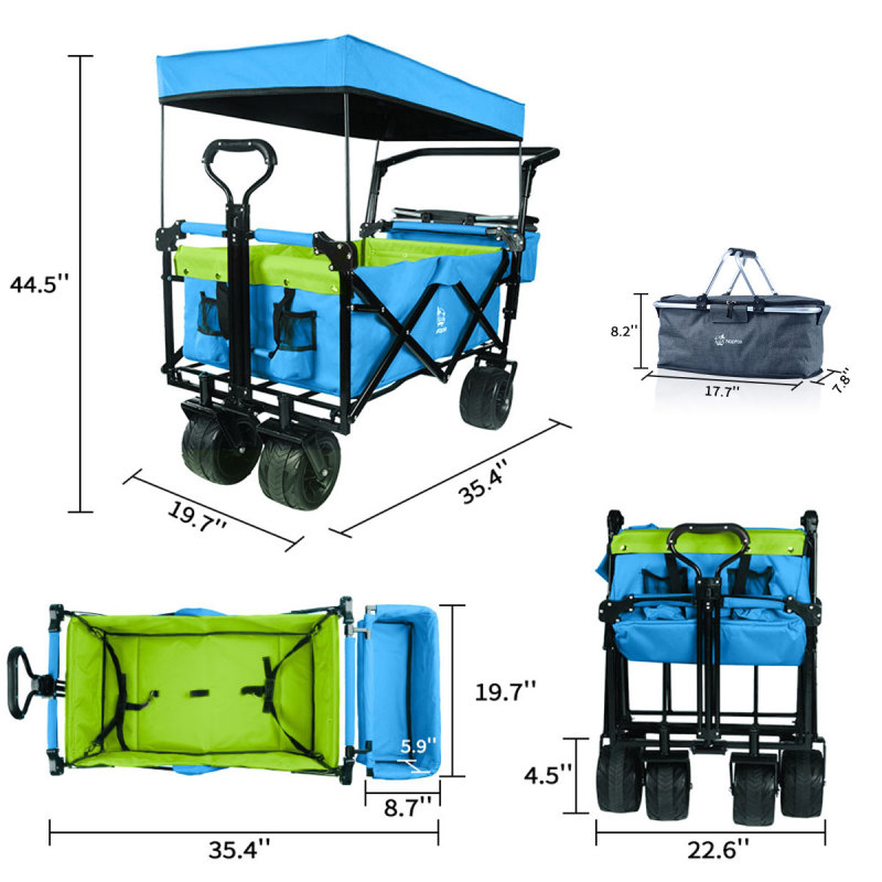 Collapsible Wagon Heavy Duty Folding Wagon Cart black blue green