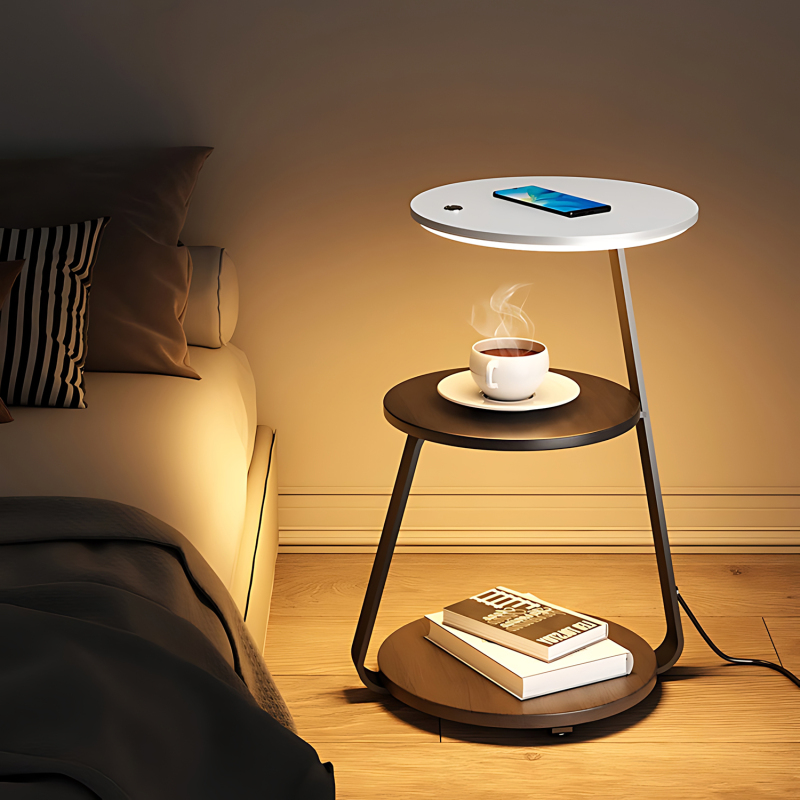 EP LIGHT Smart Nightstand With Wireless Charger &amp; Night Light, Side table, End Table, Cofee table