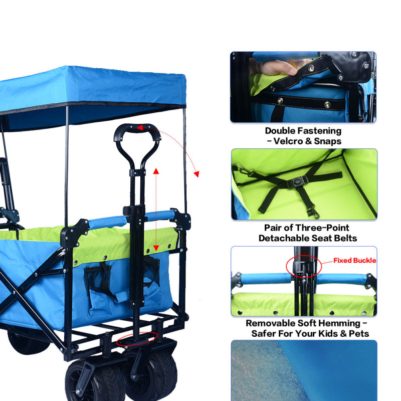 Collapsible Wagon Heavy Duty Folding Wagon Cart black blue green