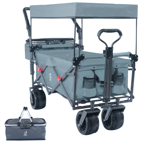 Collapsible Wagon Heavy Duty Folding Wagon Cart Full Grey