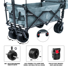 Collapsible Wagon Heavy Duty Folding Wagon Cart Full Grey