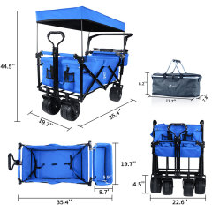 Collapsible Wagon Heavy Duty Folding Wagon Cart blue