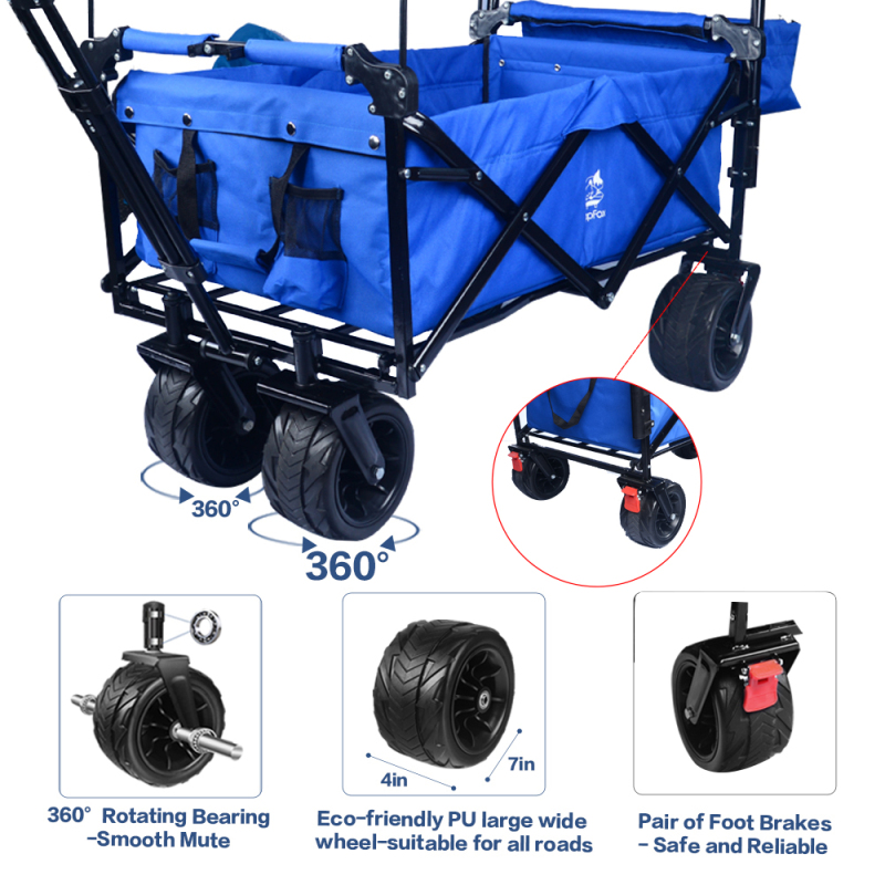 Collapsible Wagon Heavy Duty Folding Wagon Cart blue