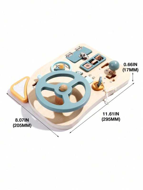 Wooden Driving Simulator Toy for Toddlers – Portable Montessori Busy Board with Steering Wheel &amp; Gear Shifter, Travel Activity Toy for Plane, Car &amp; Home, Ages 1-4