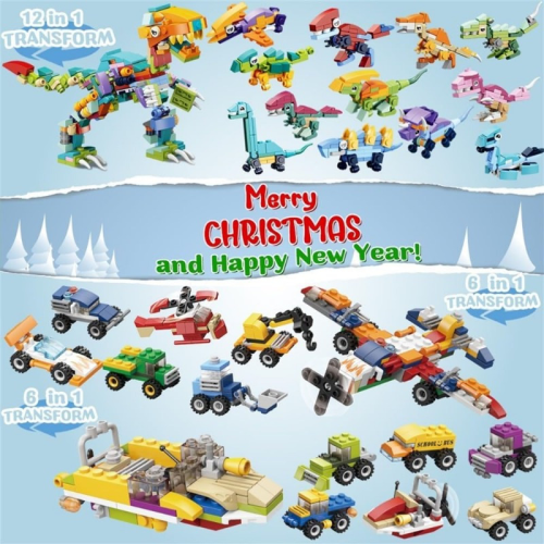 24 Packs Party Favors for Kids Building Set - Valentines Day Gifts for Kids Classroom Dinosaur Building Blocks Exchange Valentines Party Favors Boxes for Kids Boys Girls Birthday Gifts Holiday Surprises
