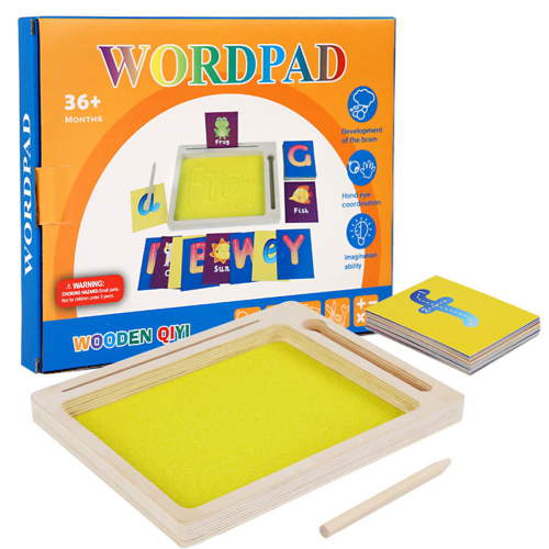 Montessori Sand Tray Toys Wooden Sand Scraping Box for Writing Letters and Numbers Sand Drawing in A Wooden Sand Tray Educational Toys for Children Wooden Tray and Pencil Sand Box